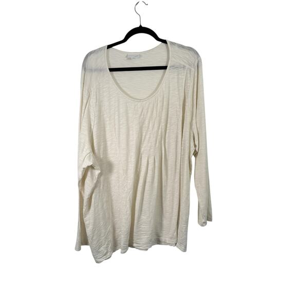 J Jill Cream Long Sleeve Shirt Cotton Modal Minimalist Casual Womens Plus 4x - Picture 1 of 6